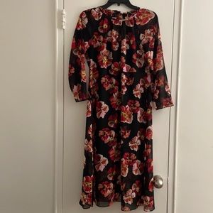 Madewell Long Sleeve Floral Midi Dress